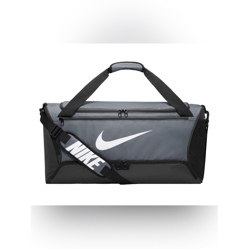 Nike Brasilia 9.5 Training Duffel Bag Medium 60L Athletic Grey Black Workout